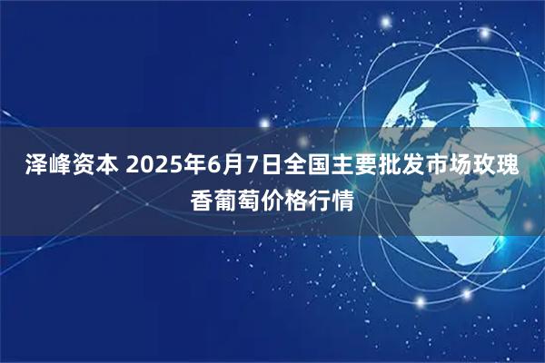 泽峰资本 2025年6月7日全国主要批发市场玫瑰香葡萄价格行情