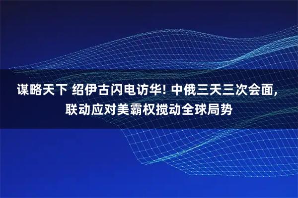 谋略天下 绍伊古闪电访华! 中俄三天三次会面, 联动应对美霸权搅动全球局势